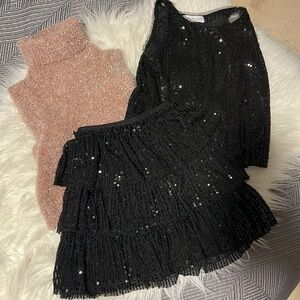 Zara skirt, top and cropped turtle neck sleeves top (Size 6)